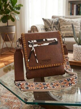 Wrangler Cow-Brown Sugar Vintage Crossbody Shoulder Bag